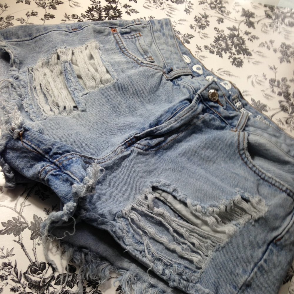 S.O.N.G Distressed Ripped Short Shorts - Picture 13 of 13